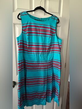 Sleeveless Turquoise Striped A-Line Dress
Vintage Talbots